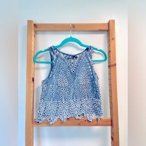 🌸Lace Vintage Blue Croptop🌸